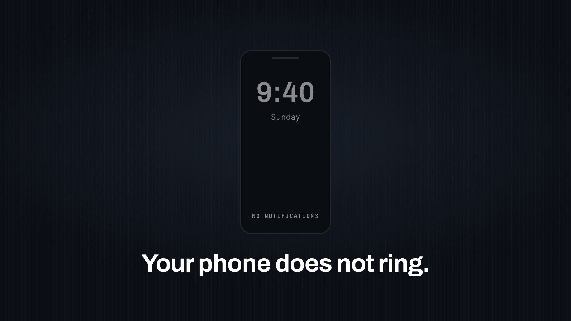 A quiet phone lockscreen reading 9:40 Sunday, no incoming call, no notifications
